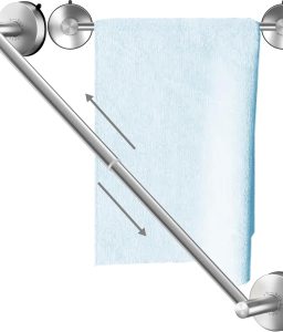 DGYB Adjustable Suction Cup Towel Bar for Bathroom 14 Inch ~ 27 Inch Brushed Nickel Towel Rack Stainless Steel Bath Towel Holder for Glass Shower Door